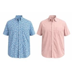 Sonoma Men’s Button Up Shirt Lot 2 Blue Floral & Solid Pink Size 3XLT Casual